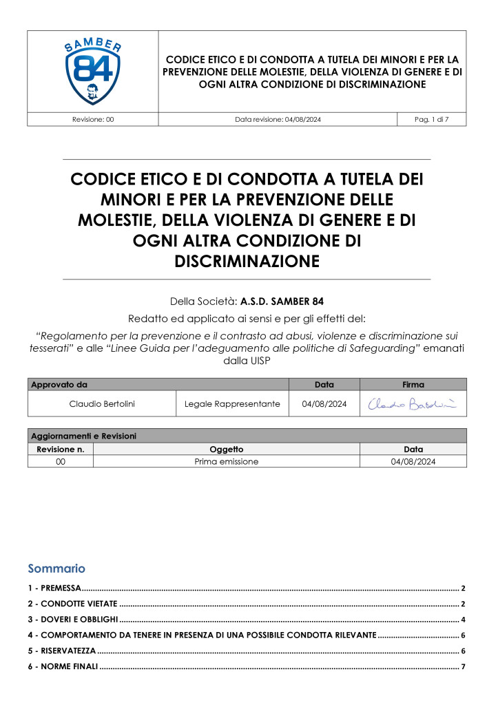 Microsoft Word - Codice Etico e di Comportamento - Rev.00 - ASD