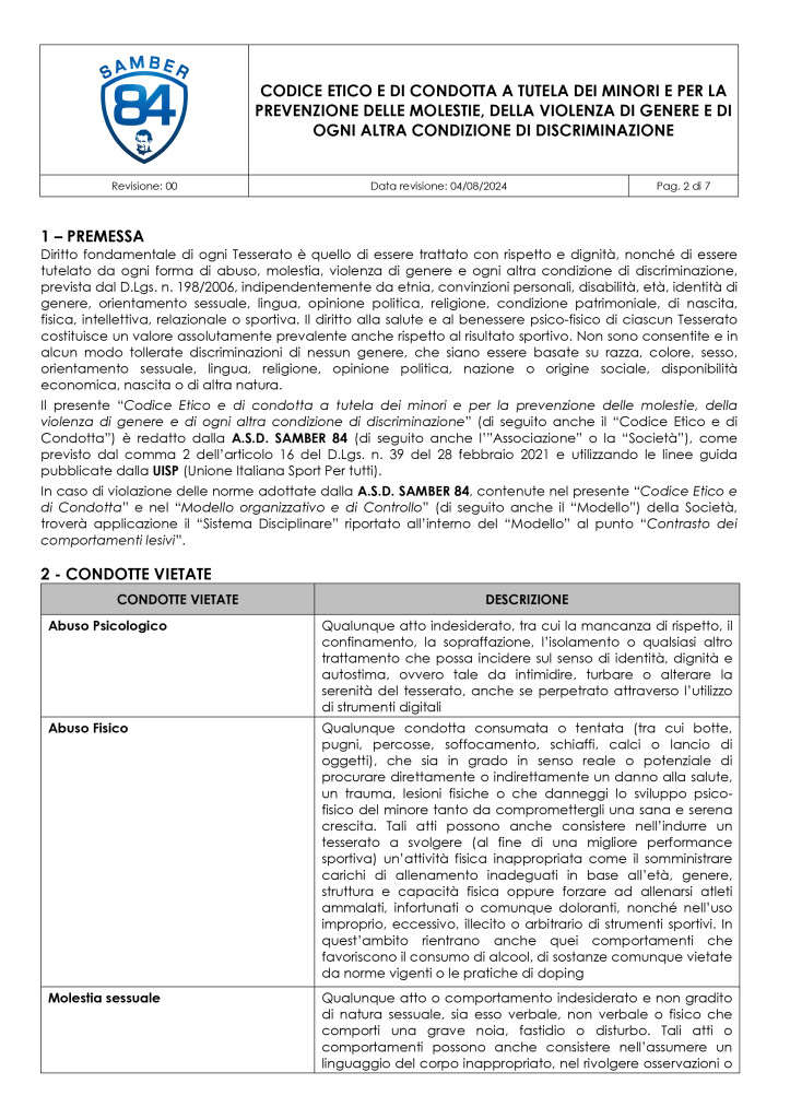 Microsoft Word - Codice Etico e di Comportamento - Rev.00 - ASD